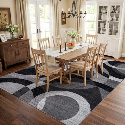 Rugshop Abstract Circles Contemporary High Traffic Area Rug Gray 12' x 15'