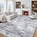 8x10 Area Rugs for Living Room: Washable Abstract Rug Blue Grey