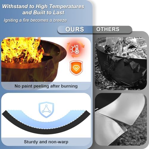 31-Inch Round Outdoor Fire Pit Ring Insert Firepit Kit, Black