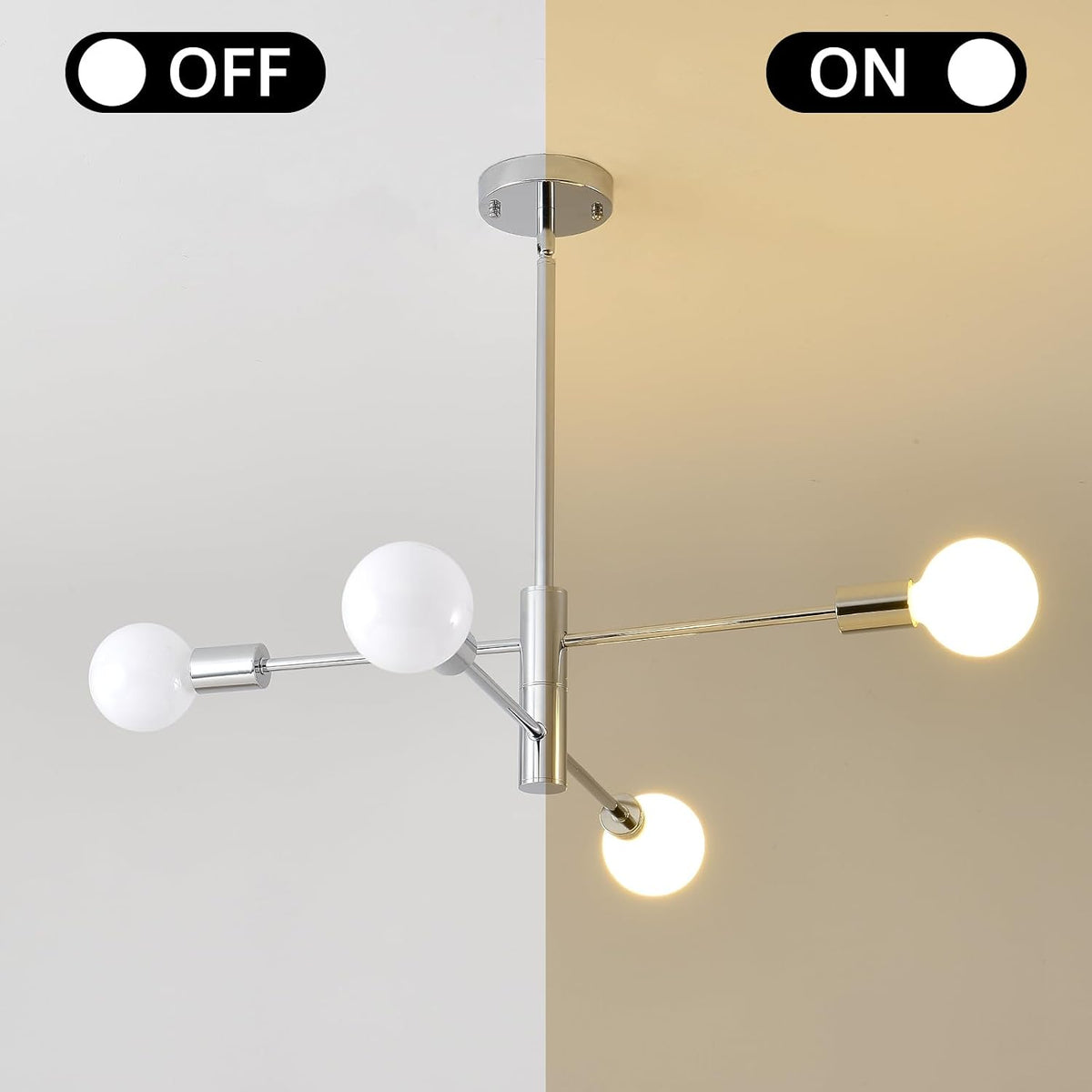 hhr modern sputnik lighting fixture 4 bulbs chrome showing dimensions