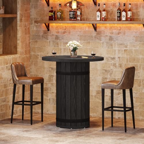 Tribesigns Round Bar Table, 39.4-Inch Bar Height, Bistro Pub Table