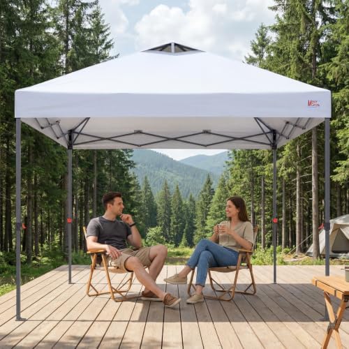 MASTERCANOPY 10x10 Durable Pop Up Canopy Tent with Roller Bag, White