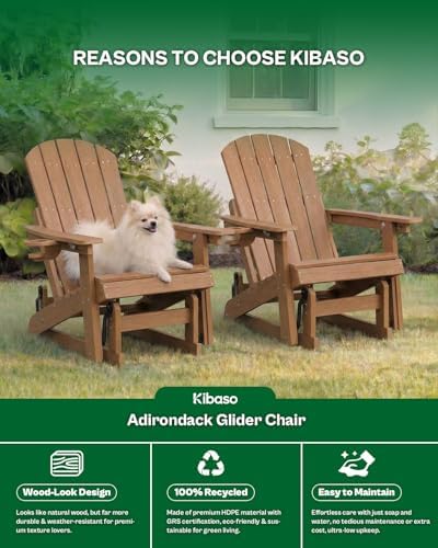 Adirondack Chairs, All-Weather Outdoor Gliders Set of 2,Teak