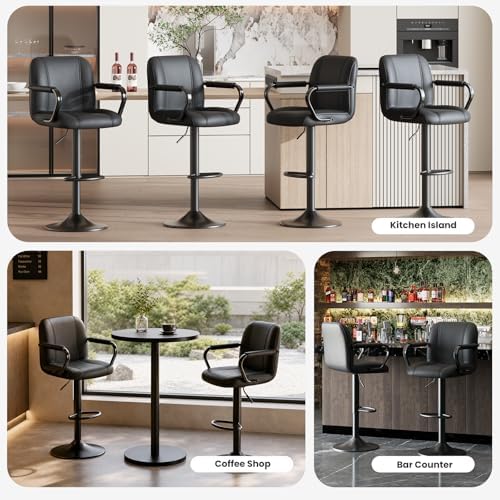 MALOL 3 Piece Bar Stool Set - Swivel High Chairs for Kitchen Island, Modern Bar Stools with Back, Adjustable Taburetes para Barra de Cocina