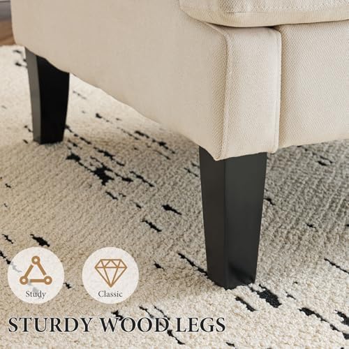 Bezseller Modern Accent Chair with Wood Legs, Beige