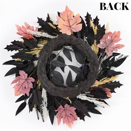 Waipfaru 24 Inch Halloween Wreath for Front Door, Halloween Door Wreath