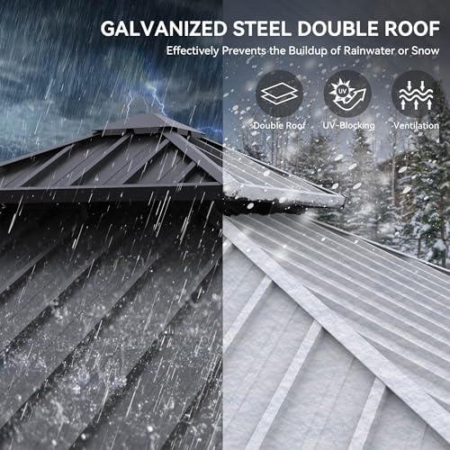 YITAHOME 10X10FT Gazebo Patios Hard Top Outdoor Canopy Aluminum Frame