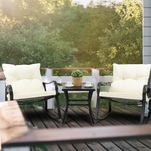 Kozyard 3 Piece Outdoor Rocking Chairs Patio Bistro Set