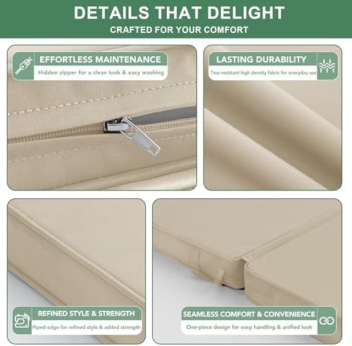 Summsun Outdoor Dining Chair Cushions 4-Pack, 20 x 20 Inch, Cream
