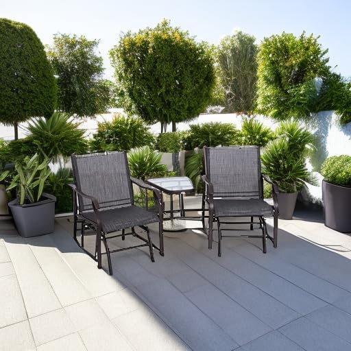 Outsunny Outdoor Glider Chair with Table 2-Seat Patio Loveseat Gray