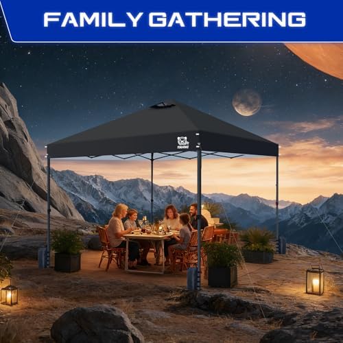 FANPAT 10x10 Pop Up Canopy Tent, Instant Portable Shelter, Black 10x10