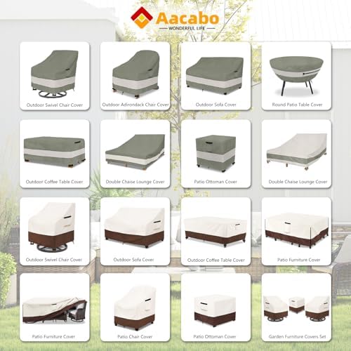 Patio Chair Covers Waterproof Patio Furniture Covers,33W x 37D x 38 H Inches Outdoor Swivel Chair Cover 2 Pack -Grayish Green