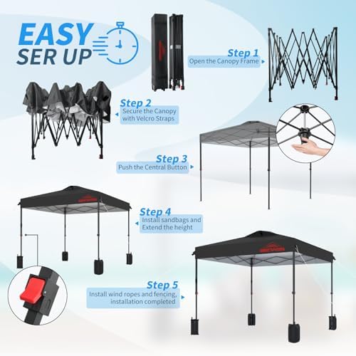 12x12 Pop Up Canopy Tent, Black