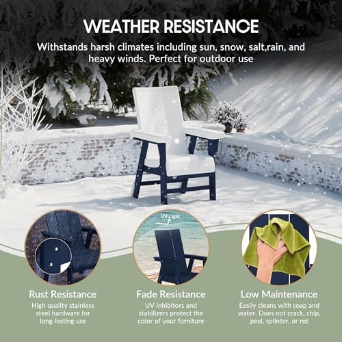 WestinTrends Ashore Outdoor Patio HDPE Plastic Modern Adirondack Dining Chair Navy Blue