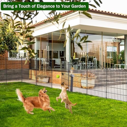 12 Panel No Dig Decorative Garden Fence with Gate 36" H x 24.1'L for Dogs