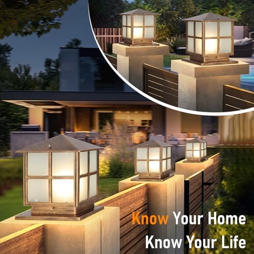 Outdoor Post Light,9.84In Hardwired Column Pillar Light Anti-rust Lamp Post