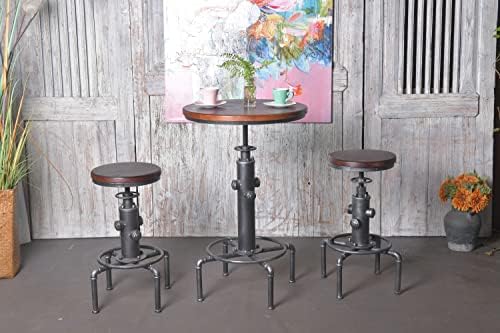 Topower Industrial Bar Table 31.5-41.3" Adjustable Pub Table Kitchen Dining Coffee Bistro Table Black Desktop