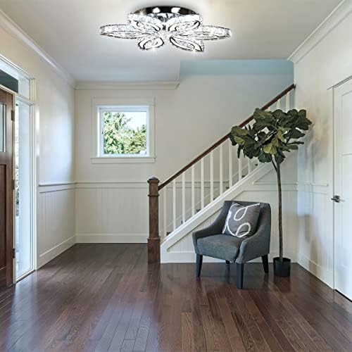 CLAIRDAI 20" Dimmable Crystal Flower Chandelier Ceiling Light