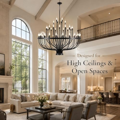 large black wagon wheel chandelier 48-light 47.2" for, side view