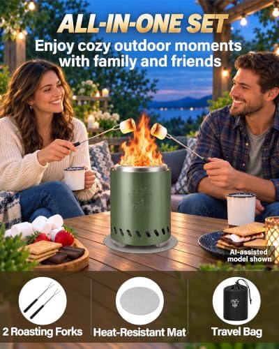 YEFU 9.6 x 7.1in Tabletop Fire Pit, Smokeless Mini Fire Pit, Quick Ignition