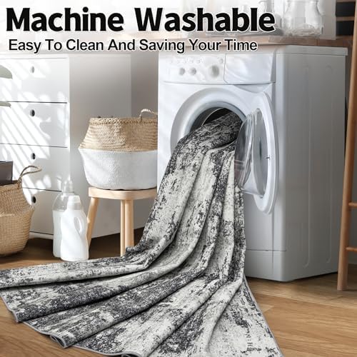 Tosuoka 9x12 Area Rugs for Living Room Abstract Washable Black Rug