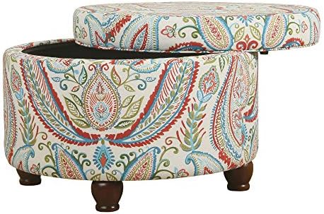 HomePop 24" Large Round Storage Ottoman - Bold Paisley