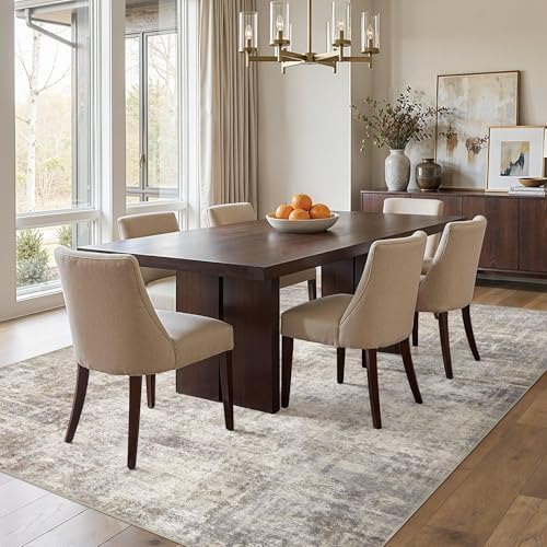 cotiled 8x10 Area Rug for Living Room, Abstract Washable Carpet, Brown Grey