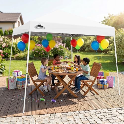 EAGLE PEAK 10x10 Slant Leg Pop Up Canopy Tent, White
