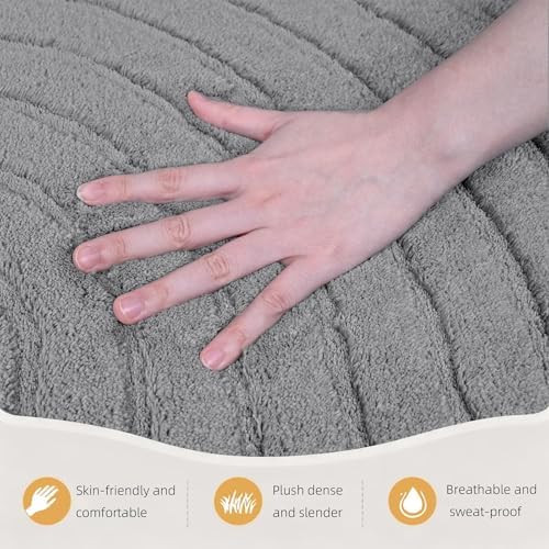 Grey Geometric 5x7 Solid Area Rug, Washable for Living Room Bedroom