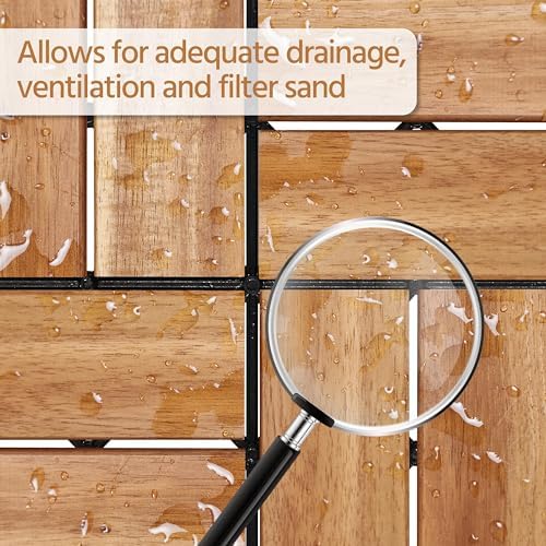 Yaheetech 108PCS Acacia Wood Deck Tiles Interlocking Patio Flooring,Wood