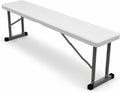 2.75ft Plastic Folding Bench – Lightweight and Portable White Resin with Durable Steel Frame, 33”x8”x16” - (Pack of 1, White, 2.75 Feet)