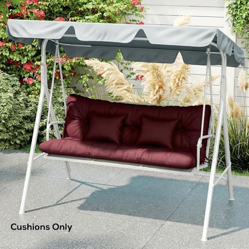 Outsunny 59" Tufted Bench Cushions & Throw Pillows 4 Piece Wine Red