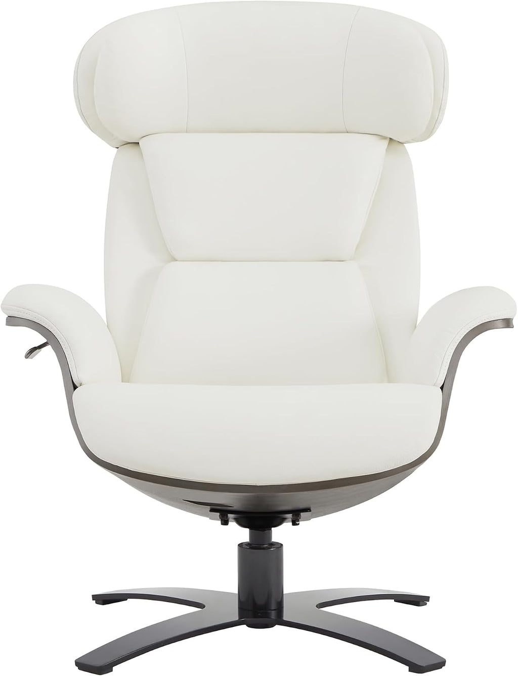 CHITA Genuine Leather Reclining Swivel Accent Chair with Ottoman, White