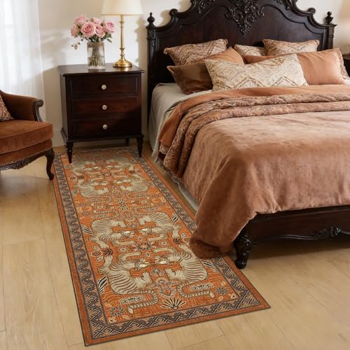 GarveeHome Tiger Print 2.5'x8' Washable Non Slip Runner Boho Hallway Rugs