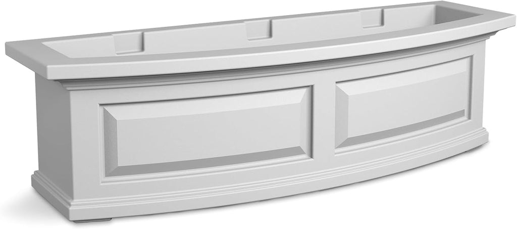 Mayne Nantucket 36in Self-Watering Rectangular Window Box Planter, White