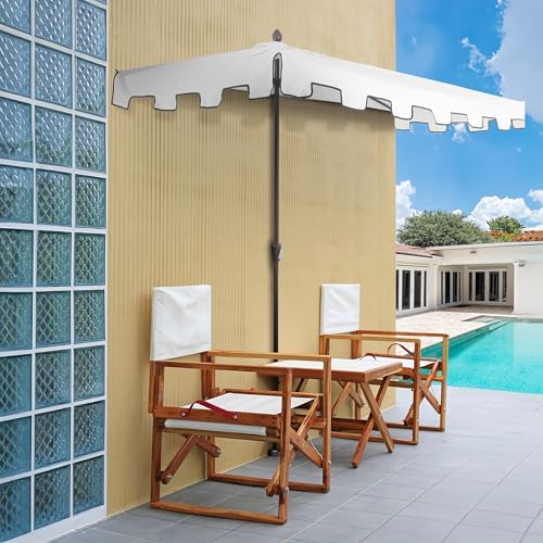 JONATHAN Y Sidney 9 ft. Crank Half Patio Market Umbrella, White