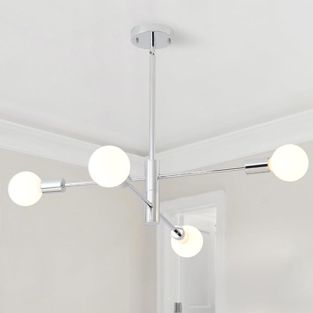 HHR Modern Sputnik Lighting Fixture 4 Bulbs Chrome Ceiling Light Fixture