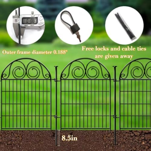 Getlay Tall Garden Fence Animal Barrier with Gate, 32 in(H) 8 Panels Garden Fences and Borders for Dogs, Dog Fence Outdoor for Yard, Total Length 17.5 Ft Metal Temporary Fencing│Patented