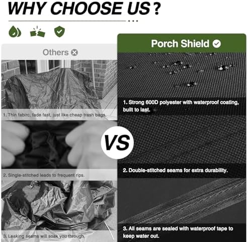 Porch Shield Waterproof Patio Chair Cover 4 Pack 30W x 33D x 34H in, Black