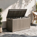92 Gal Deck Box,Waterproof Resin Outdoor Storage Gas Lift,Lockable Grey
