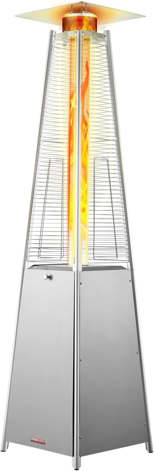 Patio Heater Glass Tube Replacement, 49.5 x 4" Replacement Parts with Ring, Outdoor Replacement Parts for 4-Sided Pyramid Heater, Glass Tube Model for GSH, BFC, HLDS01, WH-H90