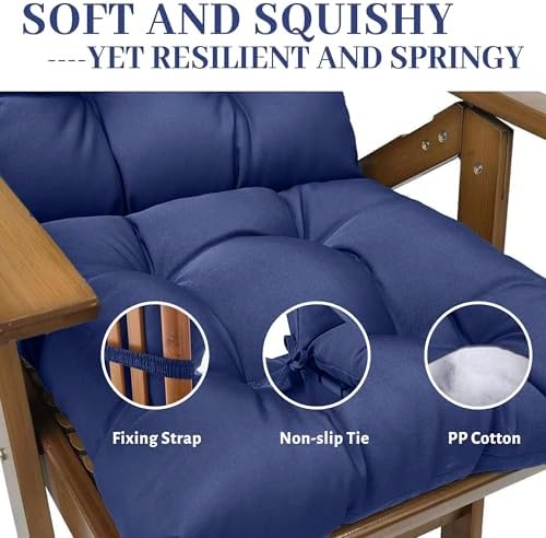 Thickened High-Back Adirondack Rocking Chair Cushion Blue