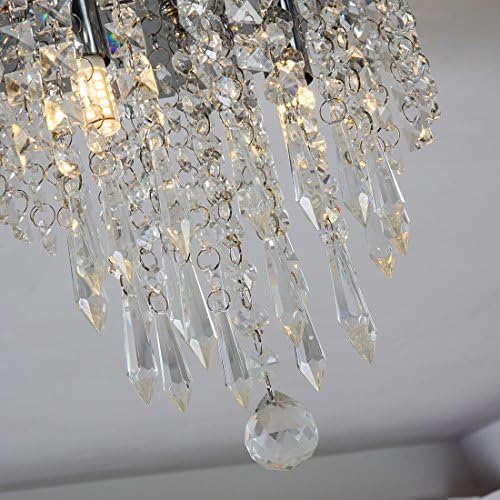 lifeholder Mini Chandelier, Crystal Chandelier Lighting, 2 Lights, Flush Mount Ceiling Light, H10.4'' x W8.66'' Modern Chandelier Lighting Fixture for Bedroom, Hallway, Bar, Kitchen, Bathroom