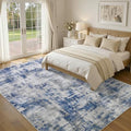 8x10 Area Rug for Living Room, Washable Modern Abstract Large Rug, Soft Low Pile Non Slip Indoor Floor Carpet for Bedroom Dining Room Home Office, Blue Grey