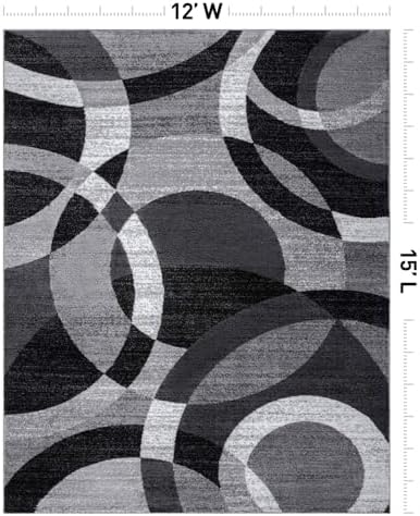 Rugshop Abstract Circles Contemporary High Traffic Area Rug Gray 12' x 15'