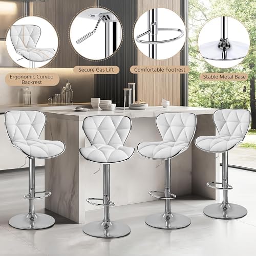 Yaheetech Bar Stools Set of 4 Modern Swivel Counter Barstools White