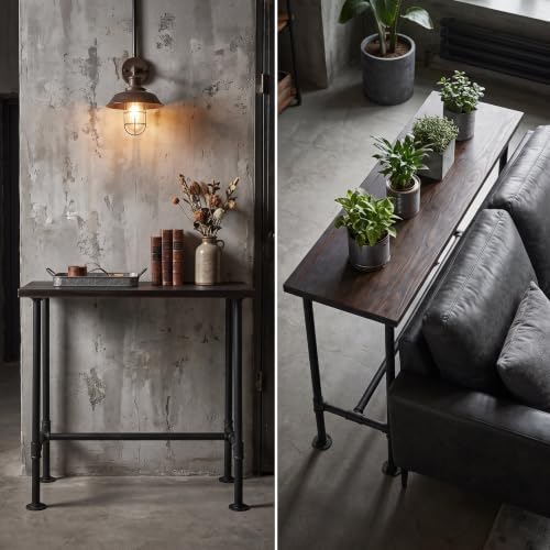 DIY Industrial Design Pipe Dining Table Casual Pub BAR Laptop Table Modern Studio Wood and Metal Rectangular Dining Table homeoffice Desk Breakfast high bar Table Walnut Desktop 47.3" × 23.6"