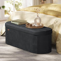 SONGMICS Folding Ottoman with Storage, Oval Bench, Velvet Fabric