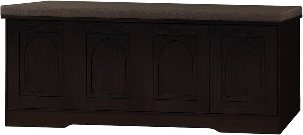 DINZI LVJ Shoe Storage Bench with Cushion, Door, Espresso 47.2" LX17.7 H