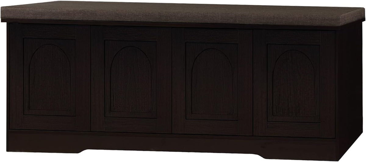 DINZI LVJ Shoe Storage Bench with Cushion, Door, Espresso 47.2" LX17.7 H
